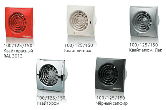 Варіанти кольору панелі вентилятора Вентс Квайт 125 фото