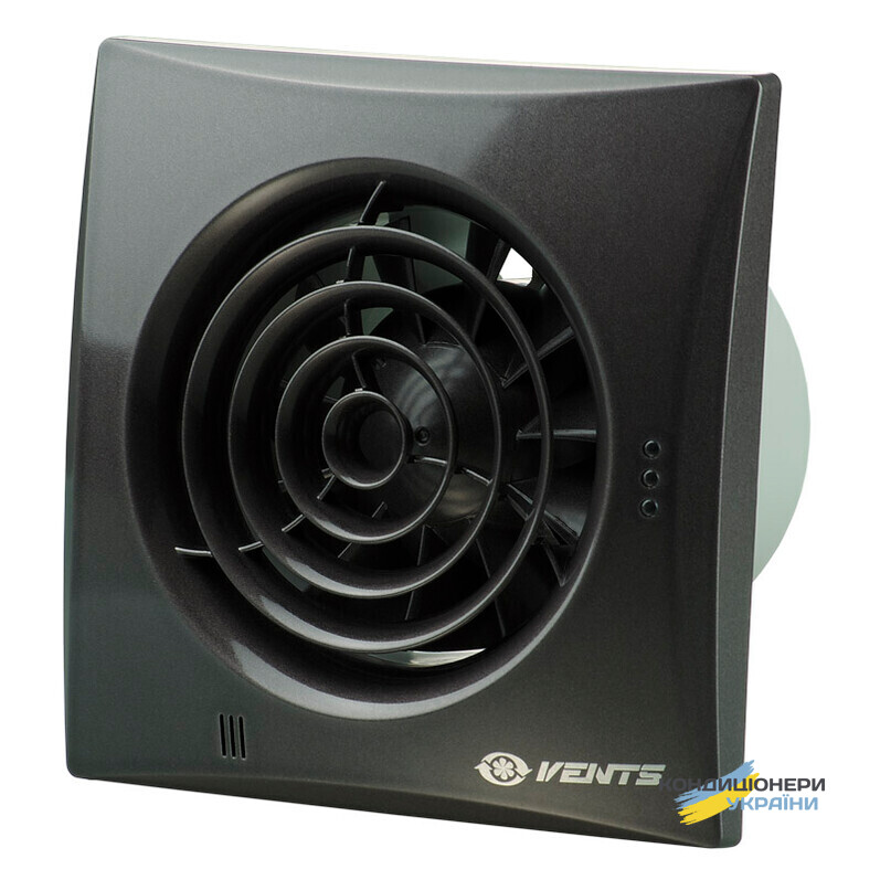 Вытяжной вентилятор Вентс 100 Квайт TH Черный сапфир с таймером и датчиком влажности - Фото 1