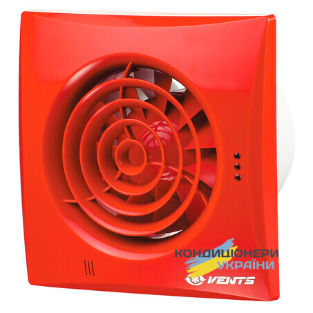 Вытяжной вентилятор Вентс 100 Квайт TH Красный с таймером и датчиком влажности - Фото 1