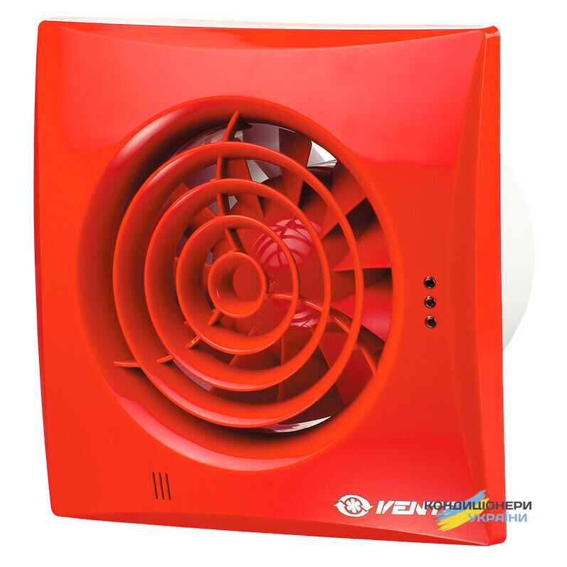 Вытяжной вентилятор Вентс 100 Квайт TH Красный с таймером и датчиком влажности - Фото 1